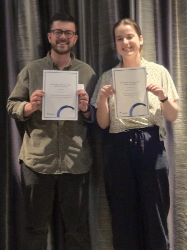 Jake Walder (left), member of the Fairlamb group, and Rebecca Willans (right), a previous Fairlamb group member, now with Dr Willans and Prof. Weller, won two of the poster prizes at the RSC Dalton conference 2025.